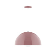 Mauve glass globe pendant light with dome shade and round glass globe