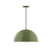 Fern green glass globe pendant with black cord and round ceiling canopy