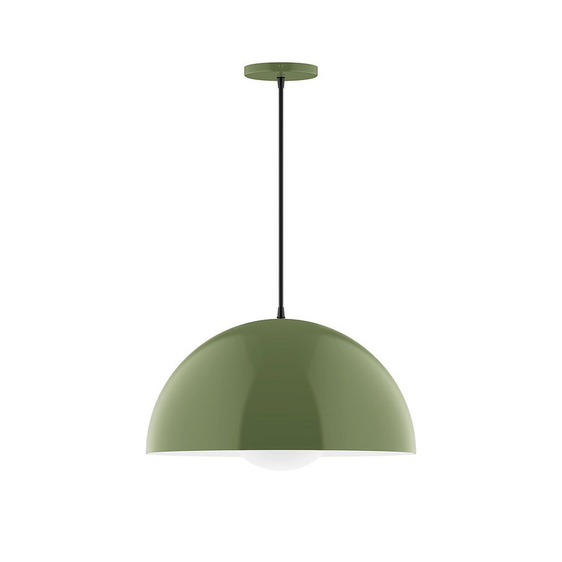 Fern green glass globe pendant with dome shade and hanging cord