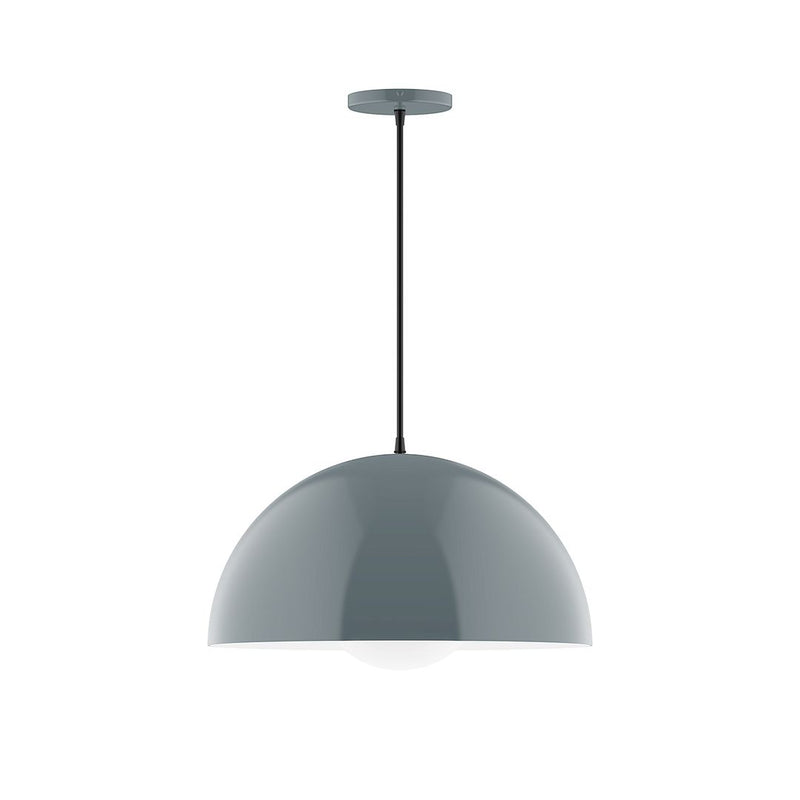 Slate gray glass globe pendant light with round metal canopy