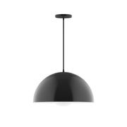 Black globe pendant light with round canopy and hanging rod