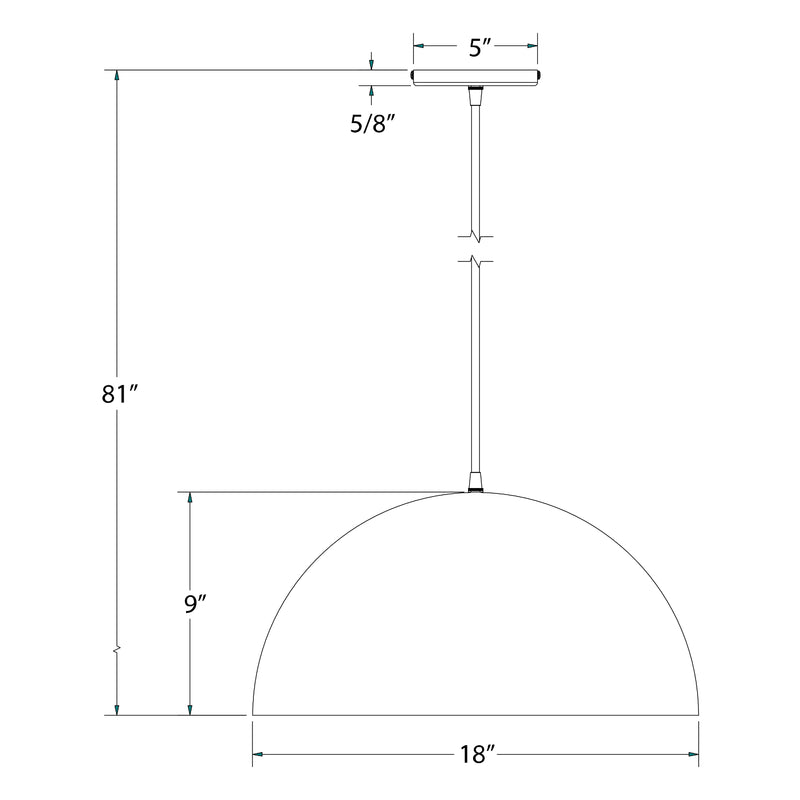 Cream dome pendant light with 18-inch shade width and 81-inch overall height