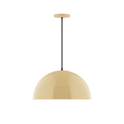 Ivory 18-inch LED pendant light with round dome shade and fabric cord