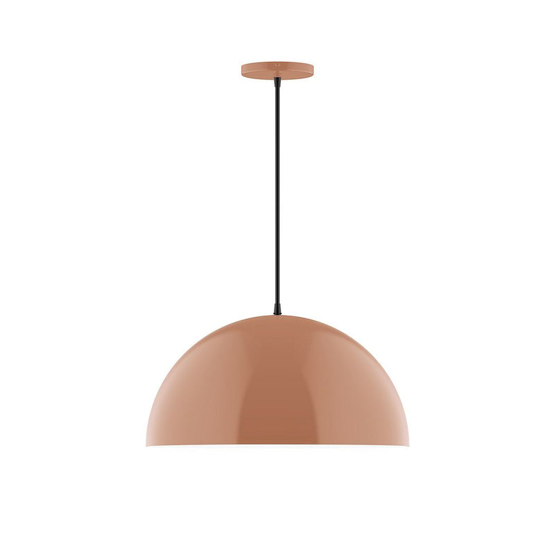 Terracotta dome pendant light with black cord and round ceiling canopy