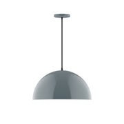 Slate gray LED pendant with dome shade, hanging cord, and round ceiling canopy