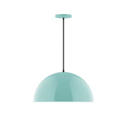 Sea green dome pendant light with black cord and round canopy