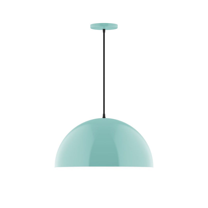 Sea green dome pendant light with smooth bell shade and hanging cord