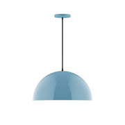 Arcade 18-inch pendant light with light blue dome shade and black cord
