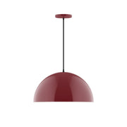 Barn red LED dome pendant with round shade and ceiling canopy