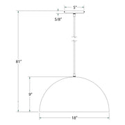 Dome pendant light diagram: 18 in width and 81 in overall height