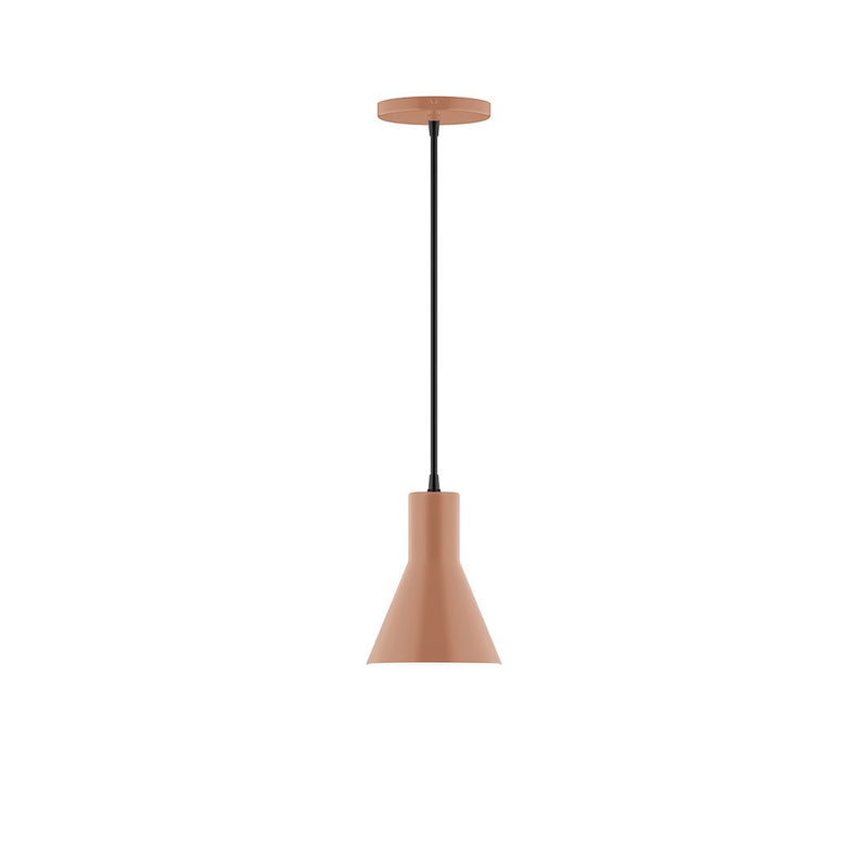 Terracotta flare pendant with black cord and round canopy