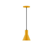 Bright yellow flare 6-inch pendant lamp with black cord and ceiling canopy