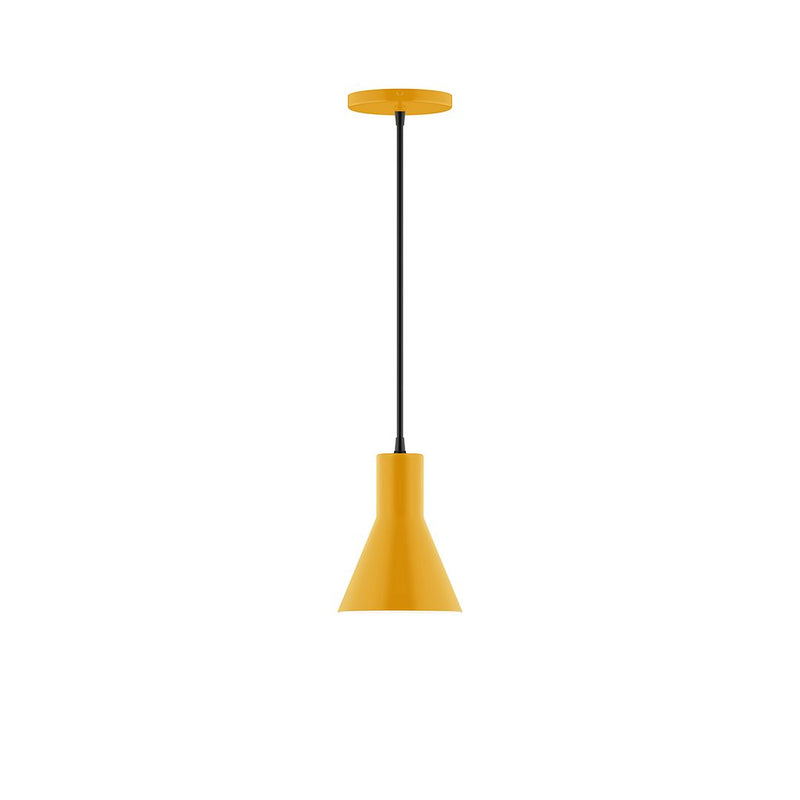 Bright yellow flare 6 in pendant with ceiling canopy and hanging cord