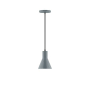 Slate gray flare 6 in pendant with canopy and hanging cord, cone shade.