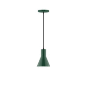 Forest green flare 6-inch pendant with metal canopy and tapered shade