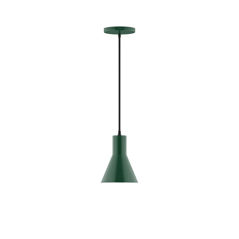 Forest green flare 6-inch pendant with metal canopy and tapered shade