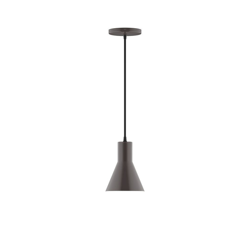 6" LED pendant light in architectural bronze with flared diffuser and canopy