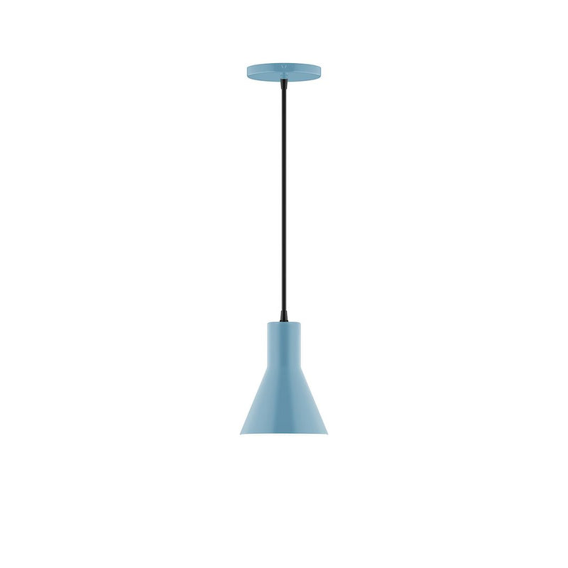 Flare 6-in pendant light, light blue bell shade with black cord
