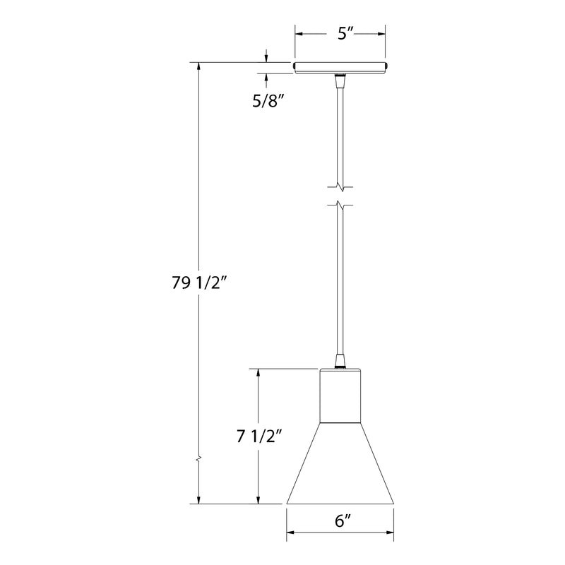 Flare 6 in pendant dimensions: 79 1/2 in height, 6 in shade