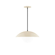 Cream glass globe pendant with black cord and white ceiling canopy
