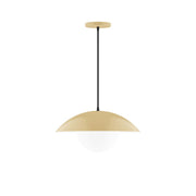 Ivory dome pendant with frosted glass globe and black cord