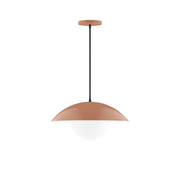 Terracotta 16 in pendant light with glass globe and domed shade, black cord