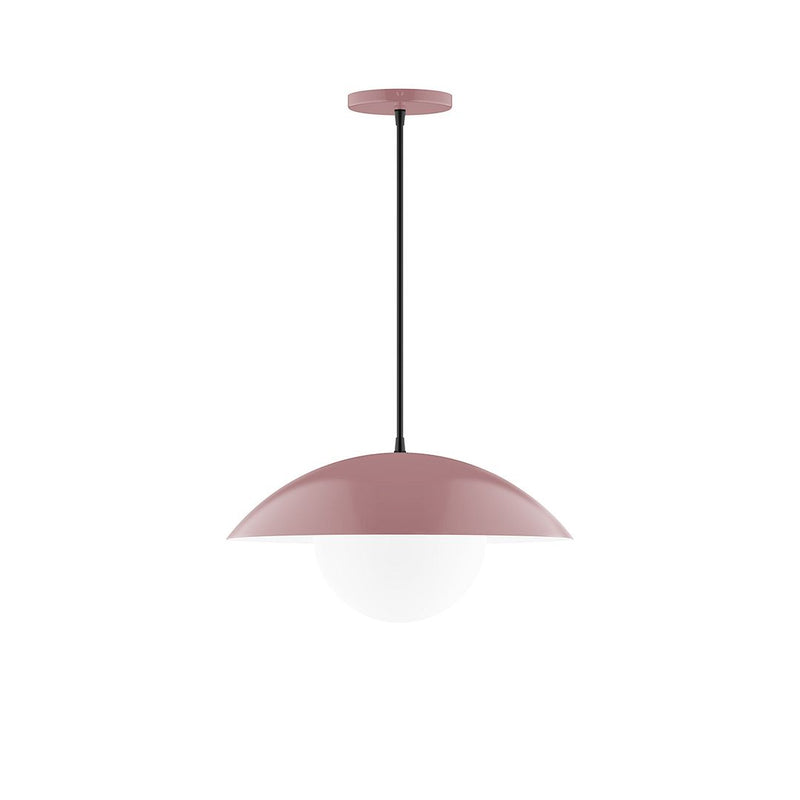 Mauve glass globe pendant light with straight cord