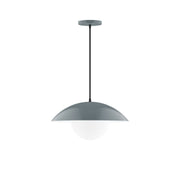 Slate gray pendant light with dome shade and frosted glass globe
