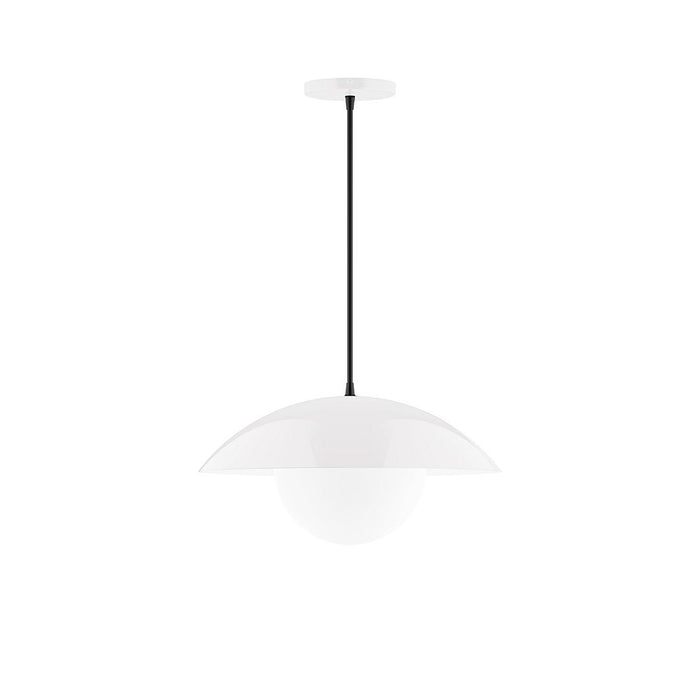 Axis Plateau 16" Pendant Light with Glass Globe in White