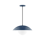 Navy 16-inch pendant light with glass globe and dome shade