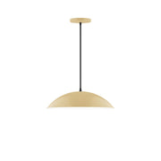 Ivory 16-inch dome pendant lamp with black cord and round ceiling canopy