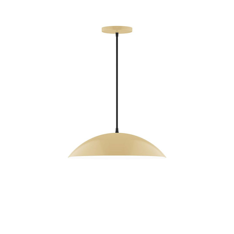 Ivory LED pendant light with dome shade and straight black cord