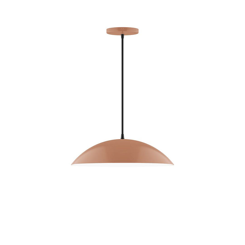Terracotta dome pendant light with black cord and round ceiling canopy