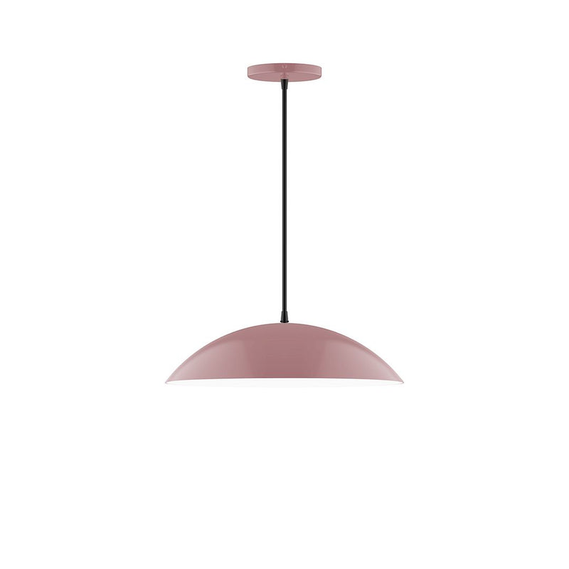 Mauve dome 16-inch pendant light with matching canopy and long cord.