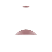 Mauve dome pendant light with metal canopy and hanging cord