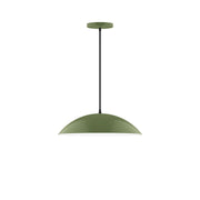 Fern green LED pendant with dome shade and black hanging cord