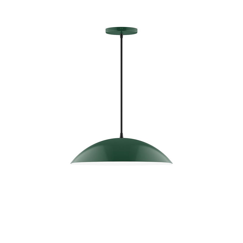 Forest green dome 16 in pendant with straight stem and round canopy