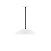 White dome pendant light with round ceiling canopy and straight hanging cord