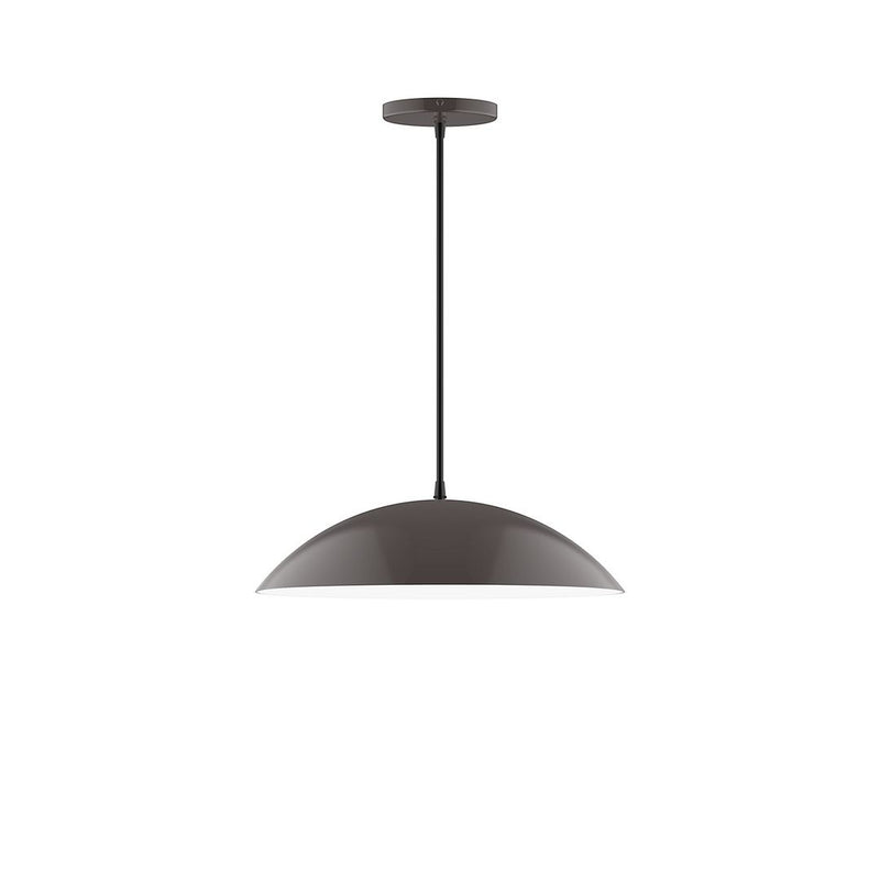 16-inch bronze dome pendant light with black stem and round canopy
