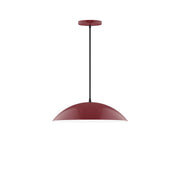Barn red LED pendant light with dome shade and black cord