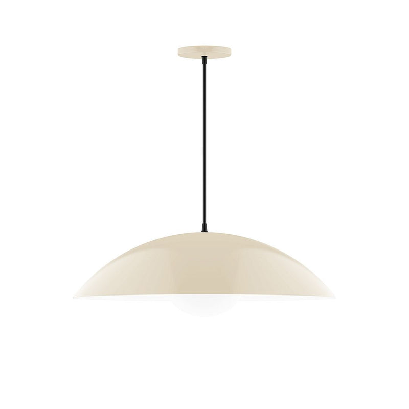 Cream glass globe pendant with dome shade and hanging cord