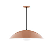 Terracotta dome pendant light with glass globe and round ceiling canopy