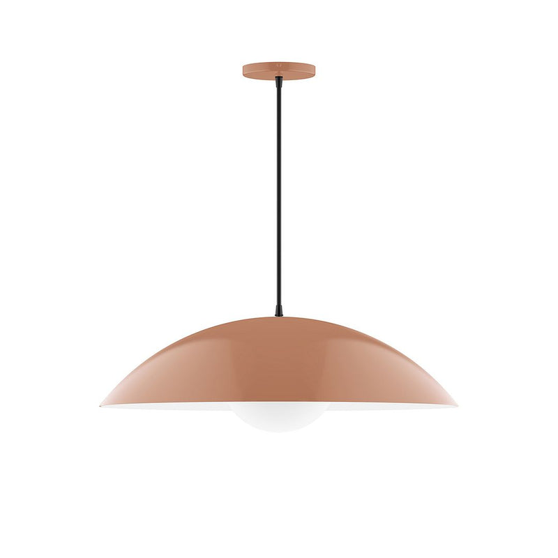 Terracotta dome pendant light with glass globe and round ceiling canopy