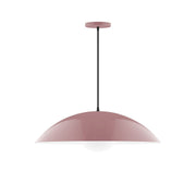 Mauve glass globe pendant light with dome shade and black cord, 24-inch