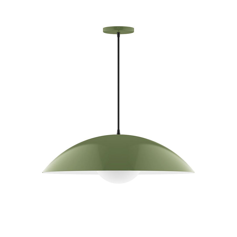 Fern green dome pendant lamp with clear glass globe shade