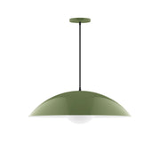 Fern green glass globe pendant with black downrod and ceiling canopy