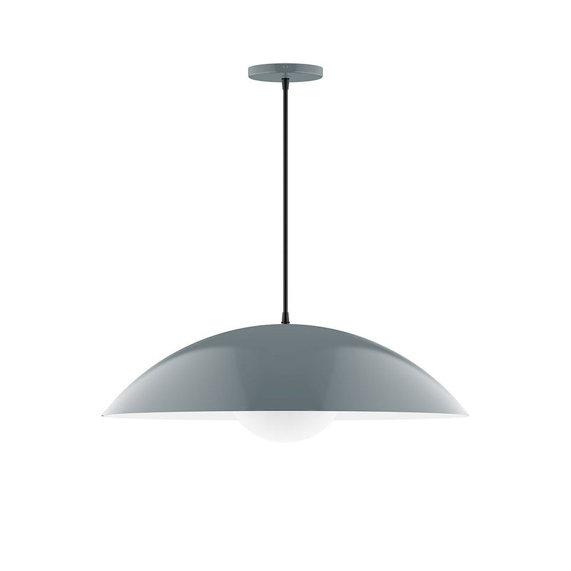 Slate gray dome pendant light with hanging glass globe shade