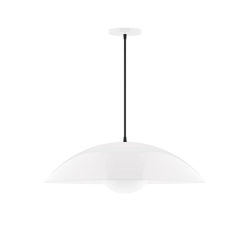 White dome glass pendant light with hanging cord