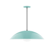 Sea green glass globe pendant light with cord and round ceiling canopy