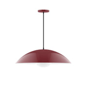 Barn red dome pendant with frosted glass globe and dark cord